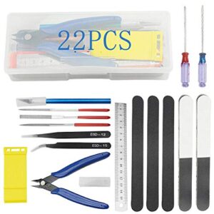 bigstone 22 pcs gundam model tools kit hobby building tools set for cars, airplanes, buildings, gundam, robots models building repairing and fixing ext.