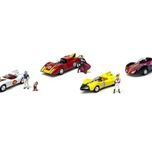 Speed Racer 4 Car Set with American Diorama Figures 1/64 Diecast Model Cars by Johnny Lightning JLCP7379