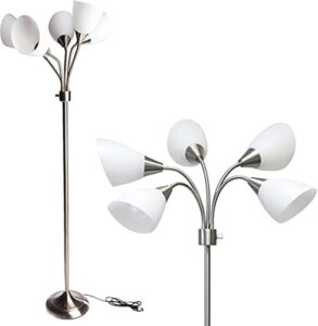 adesso 7205-22 multi-white shade floor lamp, adjustable gooseneck arms, silver