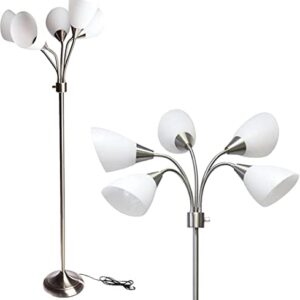 Adesso 7205-22 Multi-White Shade Floor Lamp, Adjustable Gooseneck Arms, Silver