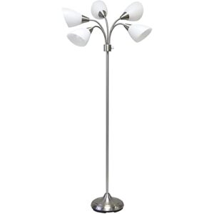 Adesso 7205-22 Multi-White Shade Floor Lamp, Adjustable Gooseneck Arms, Silver