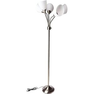 Adesso 7205-22 Multi-White Shade Floor Lamp, Adjustable Gooseneck Arms, Silver