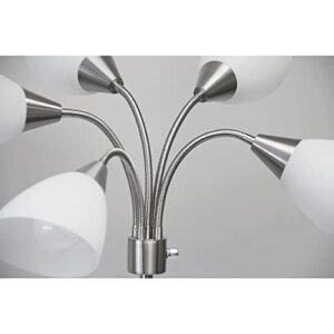 Adesso 7205-22 Multi-White Shade Floor Lamp, Adjustable Gooseneck Arms, Silver