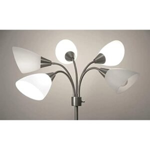 Adesso 7205-22 Multi-White Shade Floor Lamp, Adjustable Gooseneck Arms, Silver