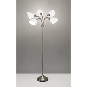 Adesso 7205-22 Multi-White Shade Floor Lamp, Adjustable Gooseneck Arms, Silver