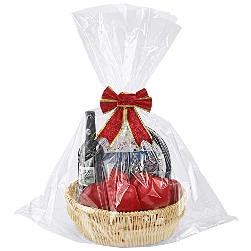 Yotelab Clear Cellophane Basket Bags, 17x25 Inch 20Pcs Cellophane Wrap for Gift Basket