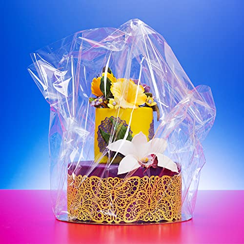 Yotelab Clear Cellophane Basket Bags, 17x25 Inch 20Pcs Cellophane Wrap for Gift Basket