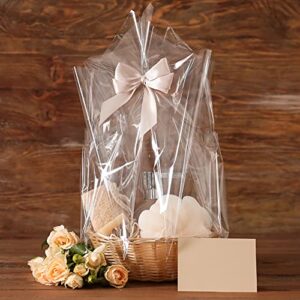 Yotelab Clear Cellophane Basket Bags, 17x25 Inch 20Pcs Cellophane Wrap for Gift Basket