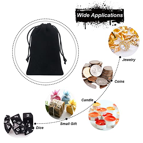 Shintop 20pcs velvet bags with drawstrings, 4x6inch Gift Bags Black Velvet Jewelry Pouches for Dice Wedding Party Favor