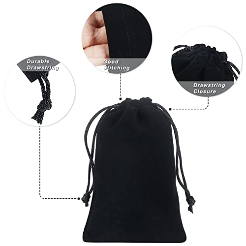 Shintop 20pcs velvet bags with drawstrings, 4x6inch Gift Bags Black Velvet Jewelry Pouches for Dice Wedding Party Favor