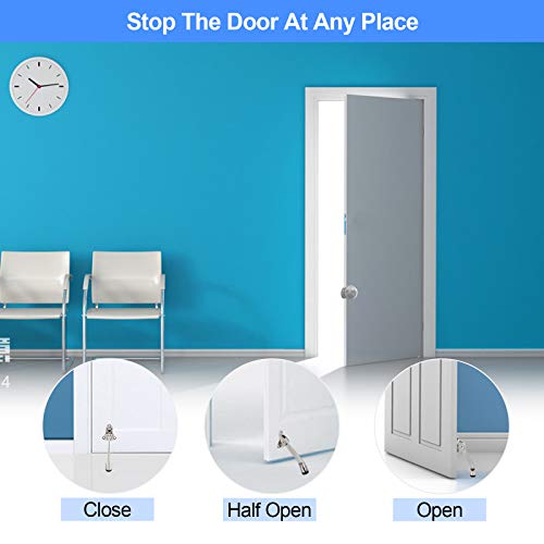 4 Pack Kickdown Door Stop, Commercial Heavy Duty Door Stops for Bottom of Door, Kickstand Door Stopper with Rubber Tip and Spring Lever, Adjustable, Easy to Kick Down Door Stoppers and Release