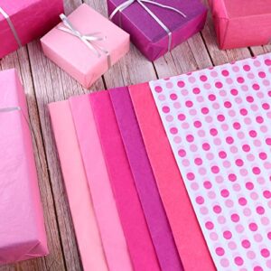 60 sheets rose pink tissue paper bulk, huge size metallic tissue paper with polka dot for valentine mother’s day gift wrapping gift bags wedding birthday party diy art craft decoration, 20 x 30 in