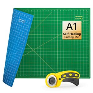 worklion 24″ x 36″ large self healing pvc cutting mat and rotary cutter set: 45mm rotary cutter and 2 replacement blades