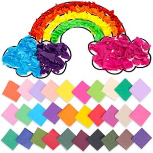 tissue paper squares – 1x 1 inch for arts and crafts – 3000 pcs in 30 assorted colors, jroyjoy rainbow tissue mosaic squares for arts craft diy scrapbooking scrunch art classroom activities