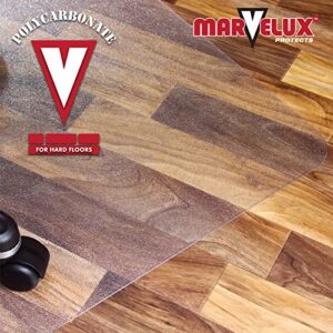 Marvelux Heavy Duty Polycarbonate Office Chair Mat for Hardwood Floors 48" x 60" | Transparent Hard Floor Protector, Rectangular | Multiple Sizes