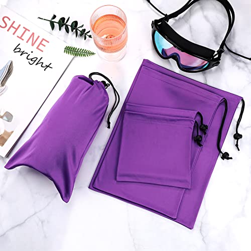 Konohan Storage Bag Adult Microfiber Drawstring Bags Small Drawstring Pouch Adjustable Cloth Bags Foldable Ditty Bag Game Konohan Cosmetic Glass (Purple 6 x 6 Inch 10 x 7 Inch 12 x 9 Inch) 1.0 Count