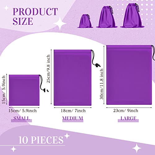 Konohan Storage Bag Adult Microfiber Drawstring Bags Small Drawstring Pouch Adjustable Cloth Bags Foldable Ditty Bag Game Konohan Cosmetic Glass (Purple 6 x 6 Inch 10 x 7 Inch 12 x 9 Inch) 1.0 Count