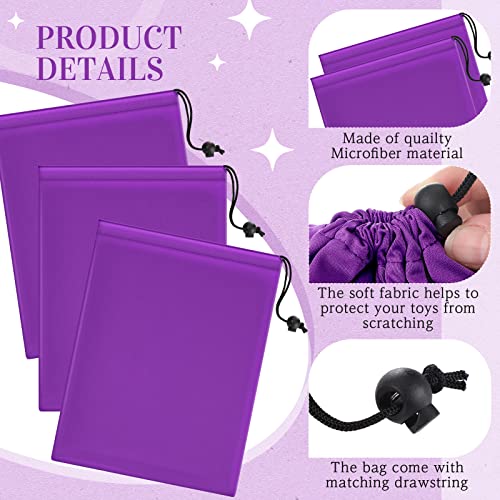 Konohan Storage Bag Adult Microfiber Drawstring Bags Small Drawstring Pouch Adjustable Cloth Bags Foldable Ditty Bag Game Konohan Cosmetic Glass (Purple 6 x 6 Inch 10 x 7 Inch 12 x 9 Inch) 1.0 Count