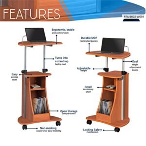 Adjustable Height Laptop Cart With Storage. Color: Woodgrain