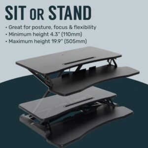 TechOrbits Desk Converter-37-inch Height Adjustable, MDF Wood, Sit-to-Stand Riser-Black, 37"