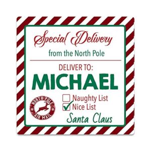 personalized santa tags – set of 20 customized kids gift from santa stickers (gt27)
