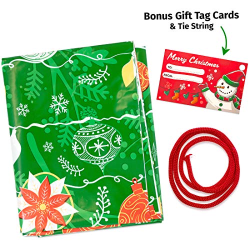 Extra Large Christmas Gift Bag 56”x36” Jumbo Large Gift Bags Christmas Wrapping for Xmas Present – Large Size Plastic Giant Gift Bags for Huge Gifts - Heavy Duty Big Gift Sack with Tag & Tie