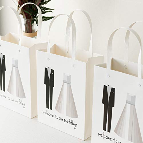 Crisky Welcome to Our Wedding Bags 25 pcs Welcome Wedding Bags for Hotel Guests, 10"X8"X4", Favor Bags