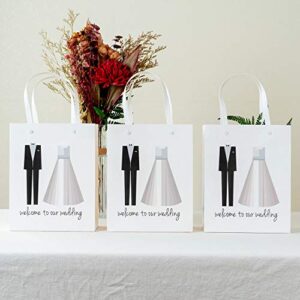 Crisky Welcome to Our Wedding Bags 25 pcs Welcome Wedding Bags for Hotel Guests, 10"X8"X4", Favor Bags