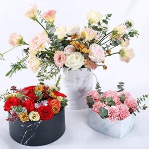 Tbrand BBJWRAPS Marble Heart Shaped Paper Flower Boxes for Arrangements with Lids Luxury Gift Packaging, Set of 3 (S/M/L)