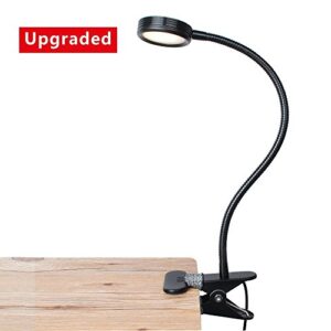 EYOCEAN Clip on Light Reading Lights, Desk Lamps, Eye Protection Kids Desk Lamp with Strong Clamp, Flexible Night Light 3 Modes 9 Dimming Levels(Included AC Adapter) Black