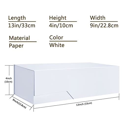 YAWOIRG White Present Box, 5 pack 13x9x4 inches, Extra Large Gift Box for Presents, Empty Magnetic Gift Box with Lid, Square Decorative Gift Boxes for Gift Wrapping, Glossy
