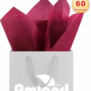 PMLAND Premium Quality Gift Wrapping Paper - Burgundy Color - 20 Inches x 26 Inches 60 Sheets