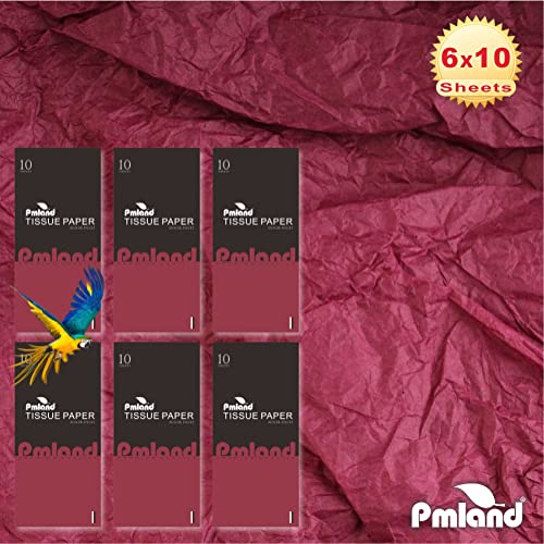 PMLAND Premium Quality Gift Wrapping Paper - Burgundy Color - 20 Inches x 26 Inches 60 Sheets