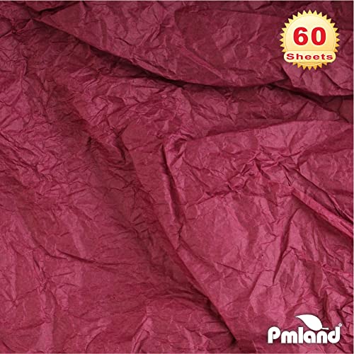 PMLAND Premium Quality Gift Wrapping Paper - Burgundy Color - 20 Inches x 26 Inches 60 Sheets