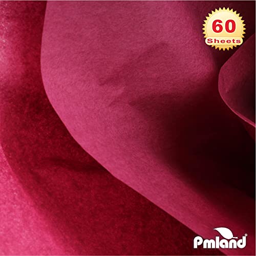 PMLAND Premium Quality Gift Wrapping Paper - Burgundy Color - 20 Inches x 26 Inches 60 Sheets