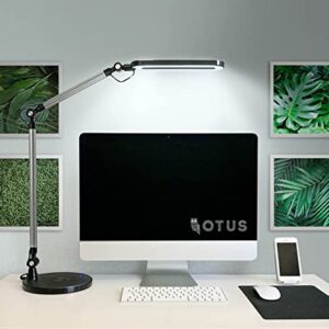 OTUS [2in1] LED Desk Lamp for Home Office with Wireless Charger, Architect LED Desk Light for Study, Reading, Working, Adjustable Tall Swing Arm Table Light, Dimmable Brightness, 3 Color Modes