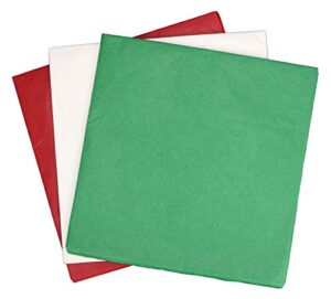iconikal tissue paper assortment, 20 x 20-inches, 25 of each: red, green, and white, 75-sheets