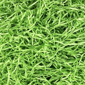 dolkoic 1lb easter green grass raffia grass large pack green recyclable shred paper for easter gift basket filler easter party decoration wrapping basket filling
