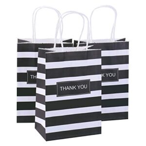 ronvir 50pcs thank you paper bags – 5.25×3.25×8 inches small black and white gift bags for party favor, business, wedding, birthday, shopping