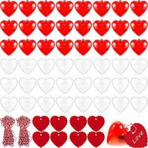 200 pieces valentines day heart shaped plastic container with heart valentines card for filling treats valentine’s day classroom wedding exchange party favor gift box containers