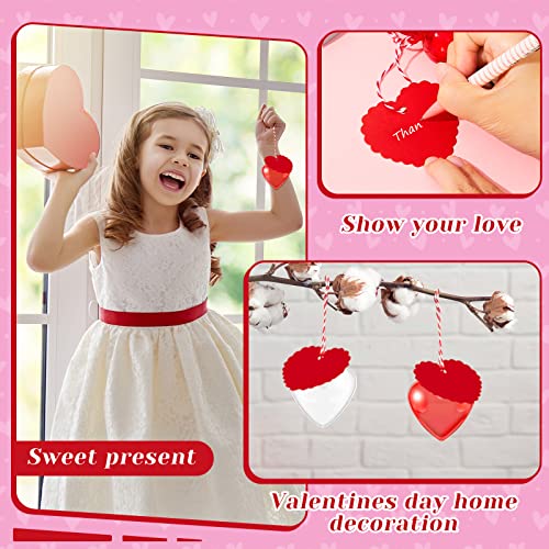 200 Pieces Valentines Day Heart Shaped Plastic Container with Heart Valentines Card for Filling Treats Valentine's Day Classroom Wedding Exchange Party Favor Gift Box Containers