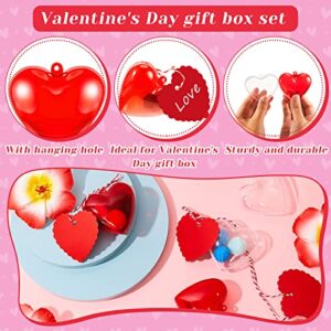 200 Pieces Valentines Day Heart Shaped Plastic Container with Heart Valentines Card for Filling Treats Valentine's Day Classroom Wedding Exchange Party Favor Gift Box Containers