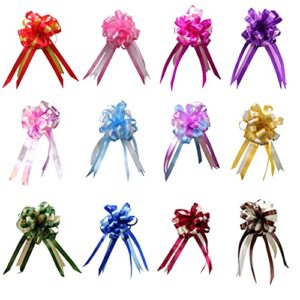 lingaixinyue 24 pieces 6inch large pull bow present wrapping pull bow with ribbon for christmas wedding party present baskets car decorations
