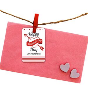 Valentines Day Gift Tags - 50 Counts 6 Styles Red Kraft Wrapping Labels White Cardboard Name Cards for DIY Craft Wrapping Valentine's Day Theme Party Hanging Decoration