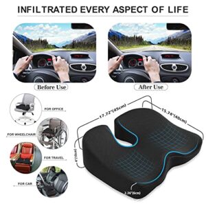 Pressure Relief Seat Cushion for Office Chair - Butt, Back, Coccyx, Tailbone, Sciatica Cushion, Memory Foam Chair Cushion for Long Sitting - Computer Desk Chair Car Lower Back Pain Relief Cushion /Pad