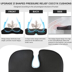 Pressure Relief Seat Cushion for Office Chair - Butt, Back, Coccyx, Tailbone, Sciatica Cushion, Memory Foam Chair Cushion for Long Sitting - Computer Desk Chair Car Lower Back Pain Relief Cushion /Pad