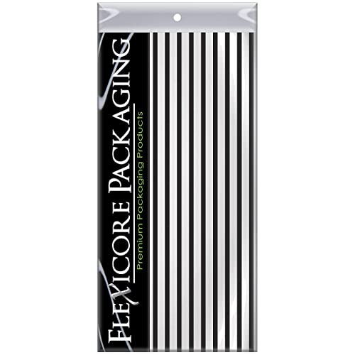 Flexicore Packaging | Black Stripe Gift Wrap Tissue Paper | Size: 15 Inch X 20 Inch | Count: 100 Sheets | Color: Black| DIY Craft, Art, Wrapping, Decorations