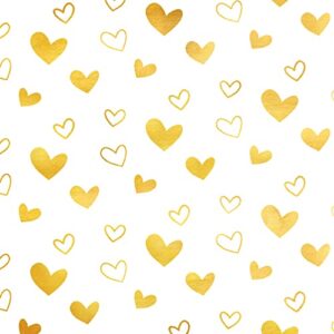 mr five white with metallic gold heart tissue paper bulk,20″ x 28″,gold heart design tissue paper for gift bags,gift wrapping tissue paper for birthday,valentine’s day,mother’s day,weddings,30 sheets