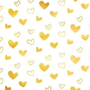 MR FIVE White with Metallic Gold Heart Tissue Paper Bulk,20" x 28",Gold Heart Design Tissue Paper for Gift Bags,Gift Wrapping Tissue Paper for Birthday,Valentine's Day,Mother's Day,Weddings,30 Sheets