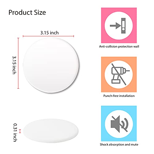 CLOATFET Door Stopper Wall Protector, 3.15" Larger White Silicone Door Stop with Strong Adhesive, Quiet/Shock Absorbent Door Knob Wall Protector Door Bumper to Protect Wall Surfaces(4 Pack 8cm)